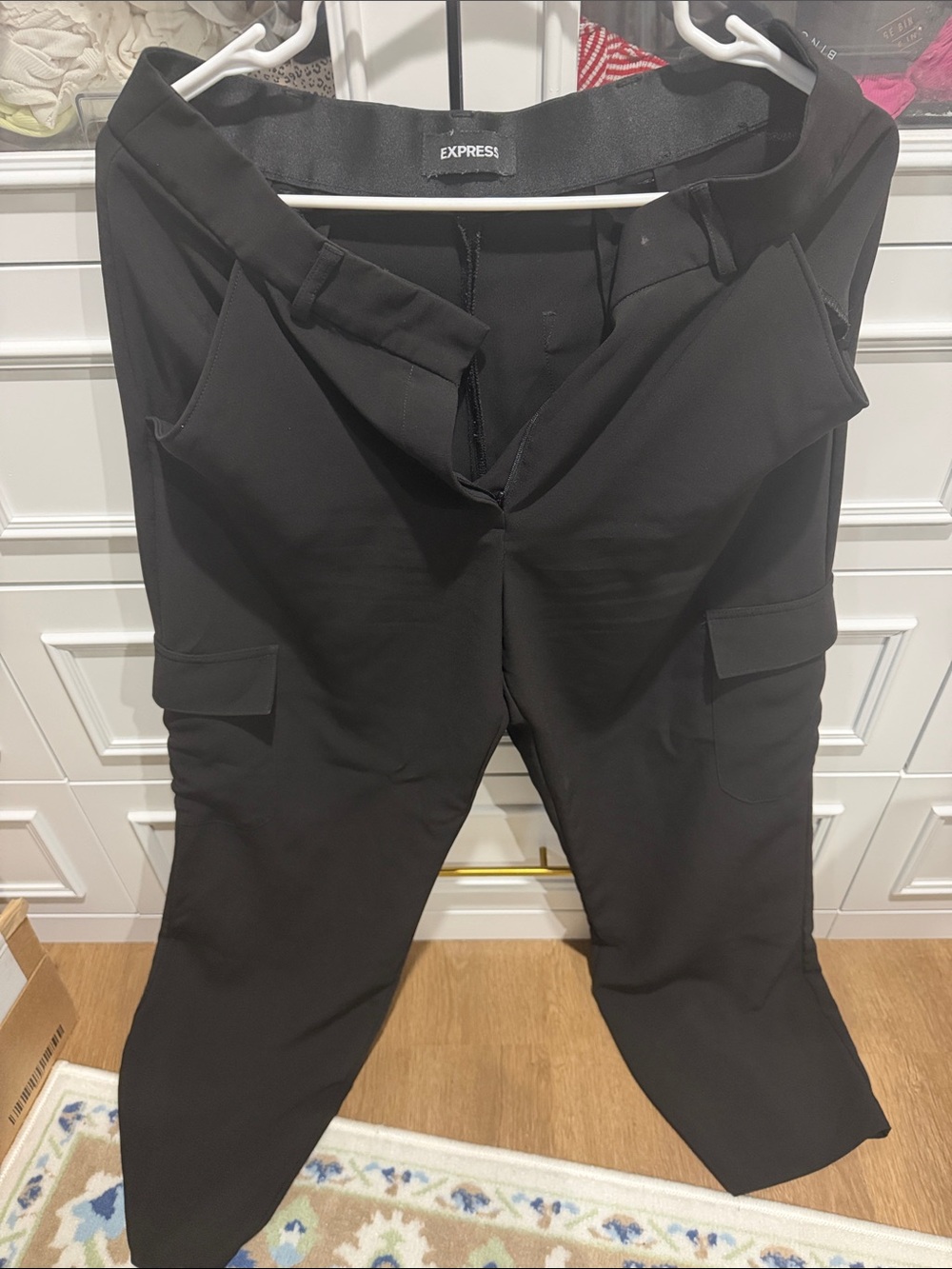 Express womens Black Cargo Pants with Side Pockets